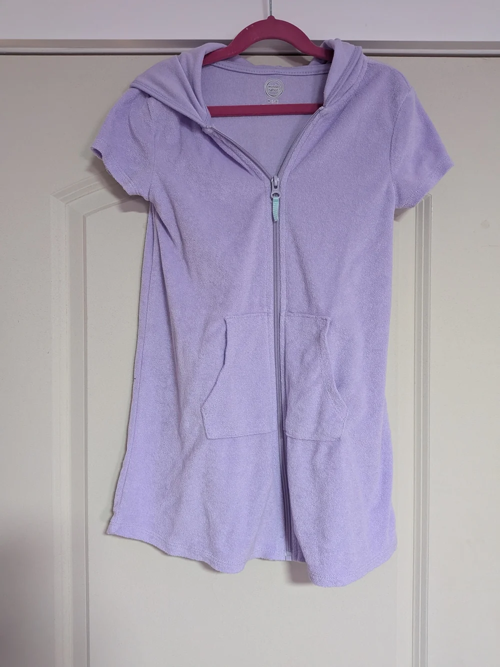 Lavender Hooded Zip Terry Swimsuit Coverup